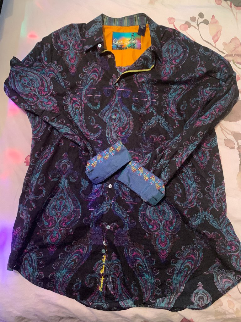 One-Of-A-Kind Robert Graham Unique Bespoke Paisley Accented Men's Xlt Shirt